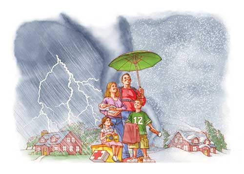 Family in storm